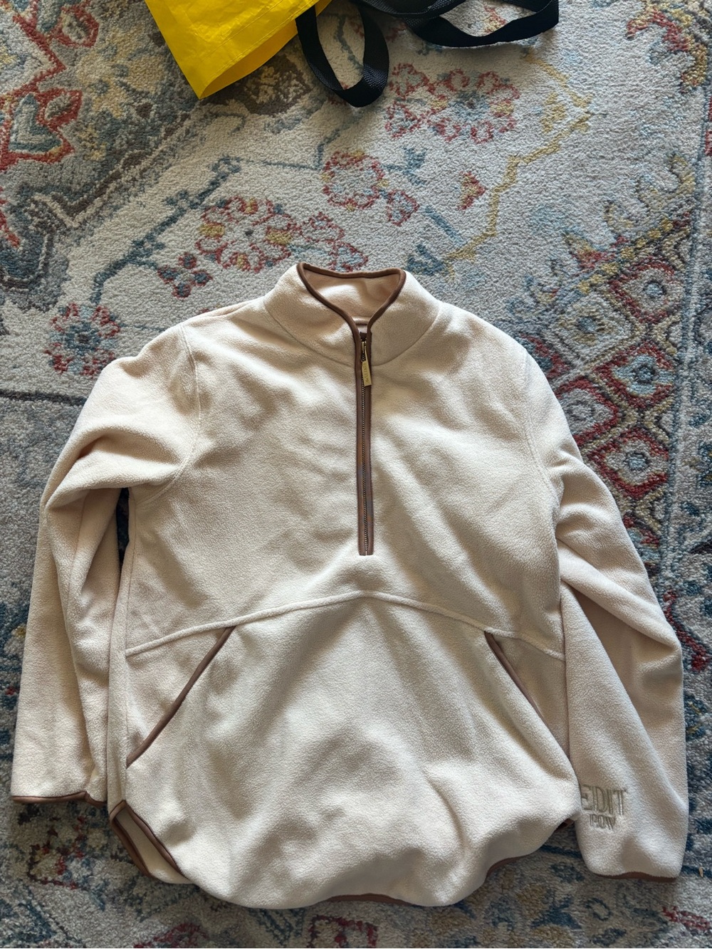 Womens Cream Quarter-Zip Fleece Pullover